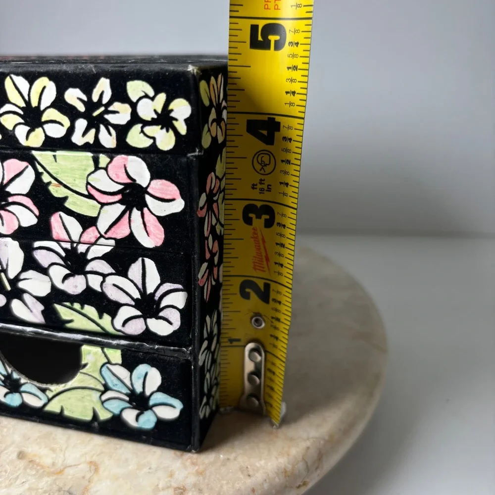 Lisa Frank Hunter the Leopard Jewelry Box Small Black Tropical Floral Drawers